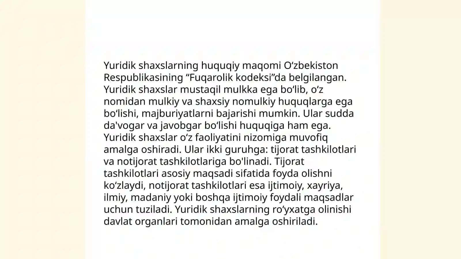 Yuridik shaxs turlari va shakllarini tahlil qilish 4