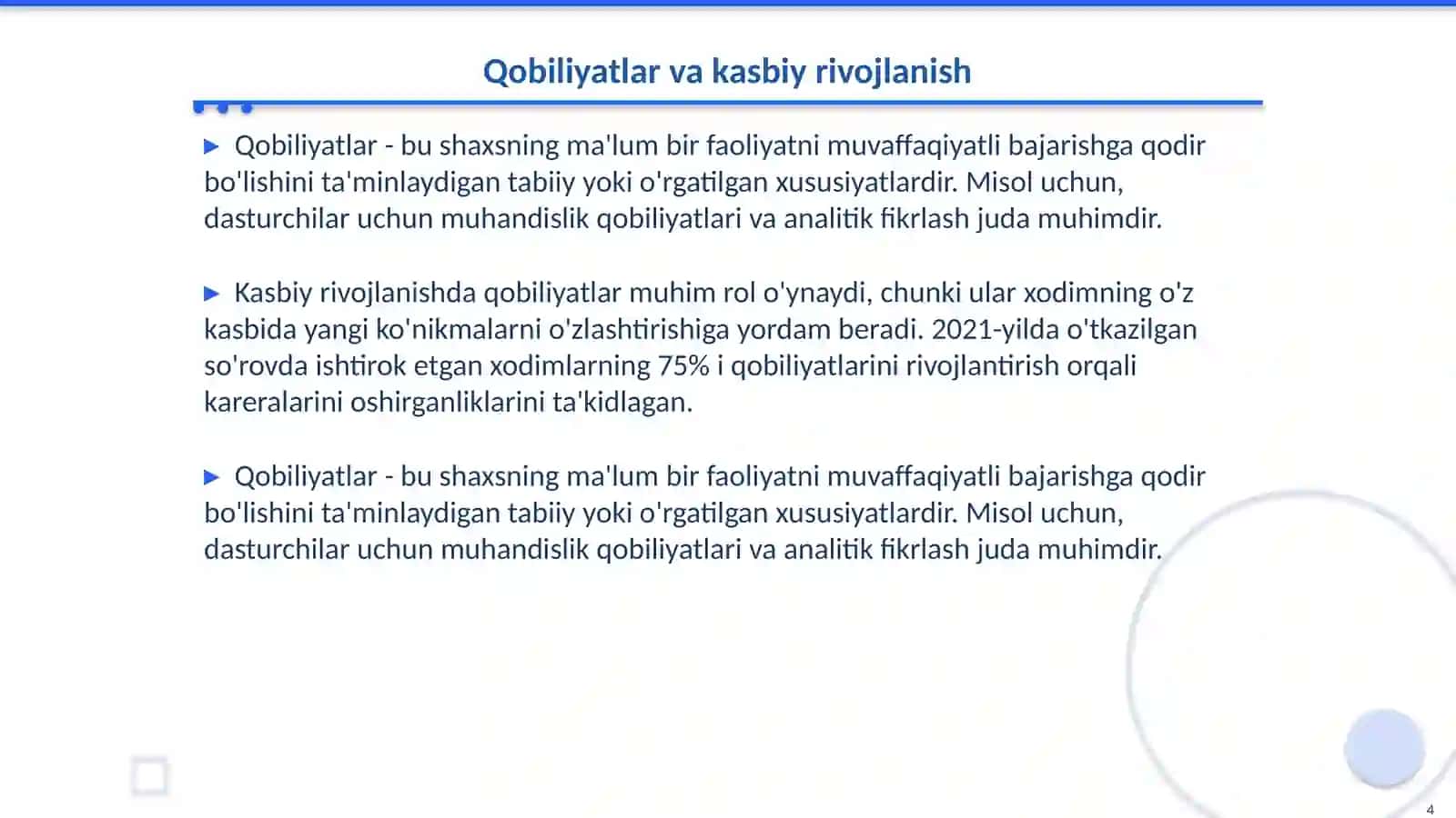Kasbiy kompetentlikni takomillashtirishda qobiliyatning o'ri 4