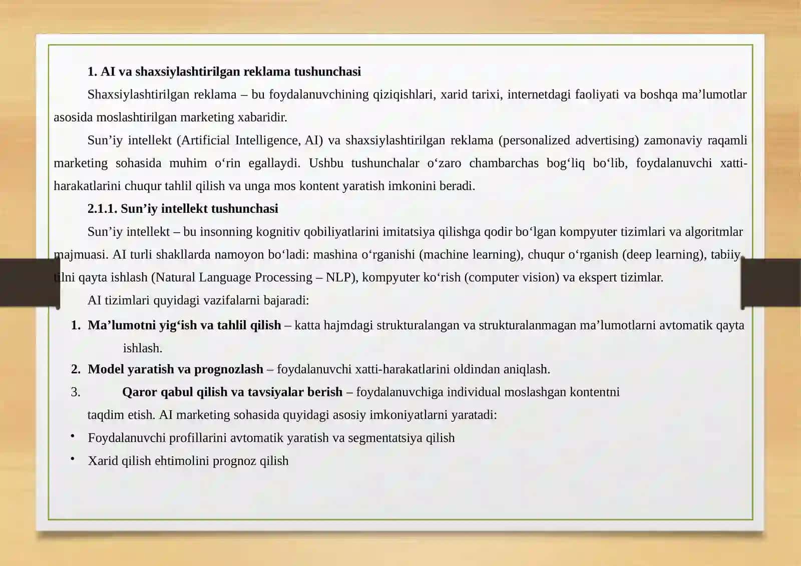 AIYORDAMIDASHAXSIYLASHTIRILGANREKLAMAYARATISH,AMALIYOTDAGIMUAMMONIANIQLASHVALOYIHASHAKLDAYECHIMTAYYORLASH 4
