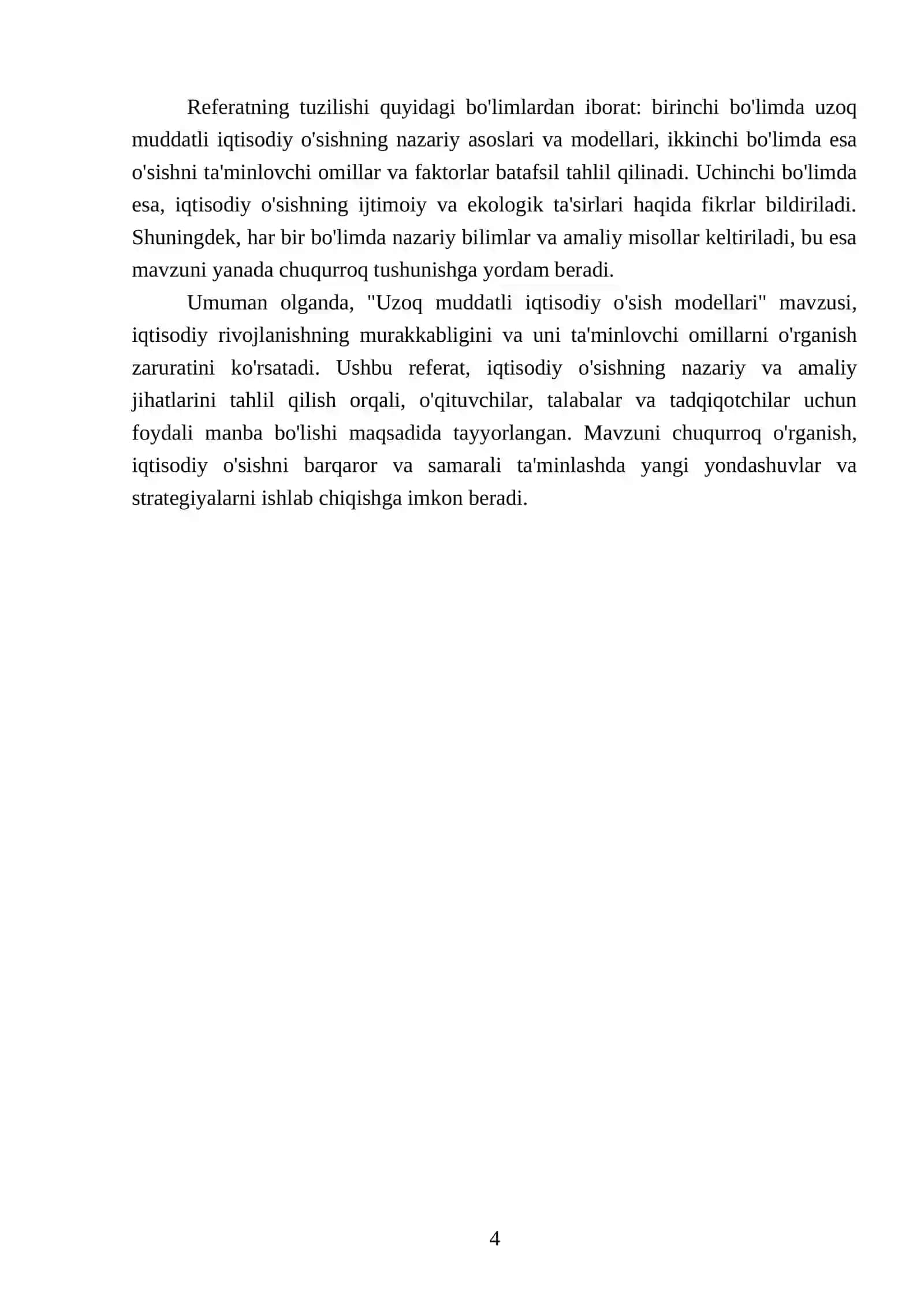 Uzoq muddatli iqtisodiy o'sish modellari 4