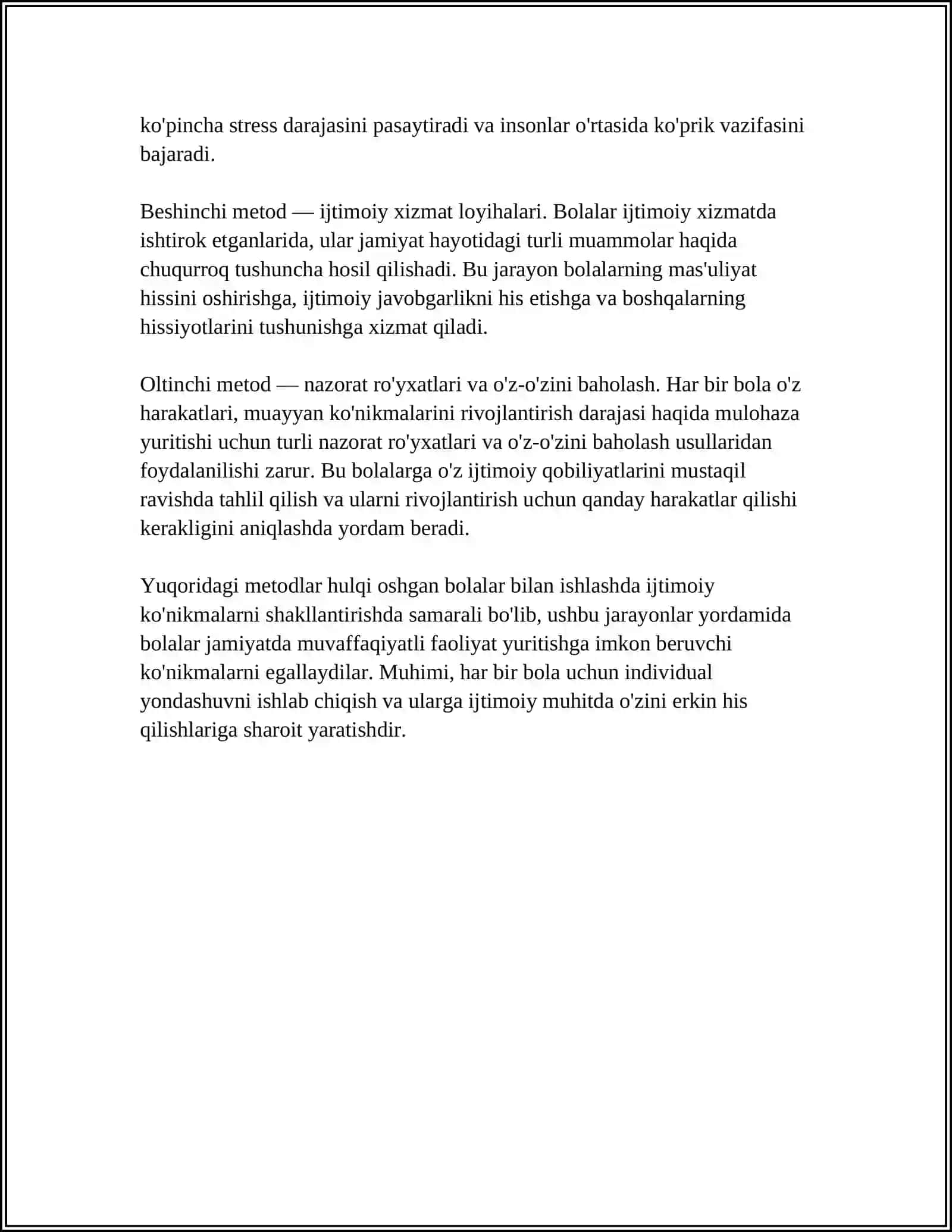 Ijtimoiy ko'nikmalarni shakllantirish metodikasi 4
