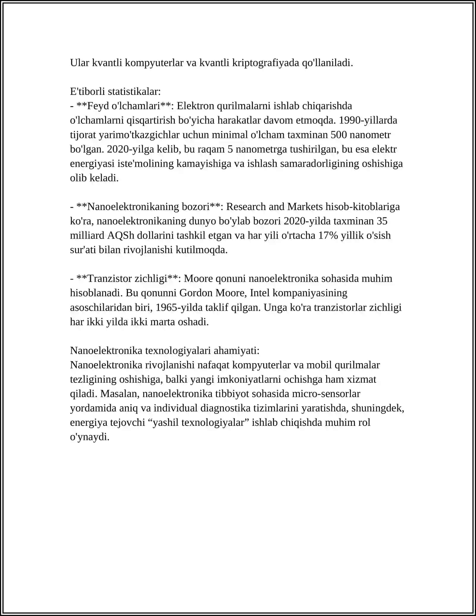 NANOELEKTRONIKA, FUNKSIONAL ELEKRONIKA: AKUSTOELEKTRONIKA, BIOELEKTRONIKA VA MAGNITOELEKTRONIKA ASBOBLARI HAGIDA TUSHUNCHALAR. IMSLARNING YARATILISH TARIXI. IMSLARNI TAYYORLASH TEXNOLOGIYALARI. IMS ASOSIY PARAMETRLARI VA ULAMING AKTIV VA PASSIV ELEMENTLARI 4