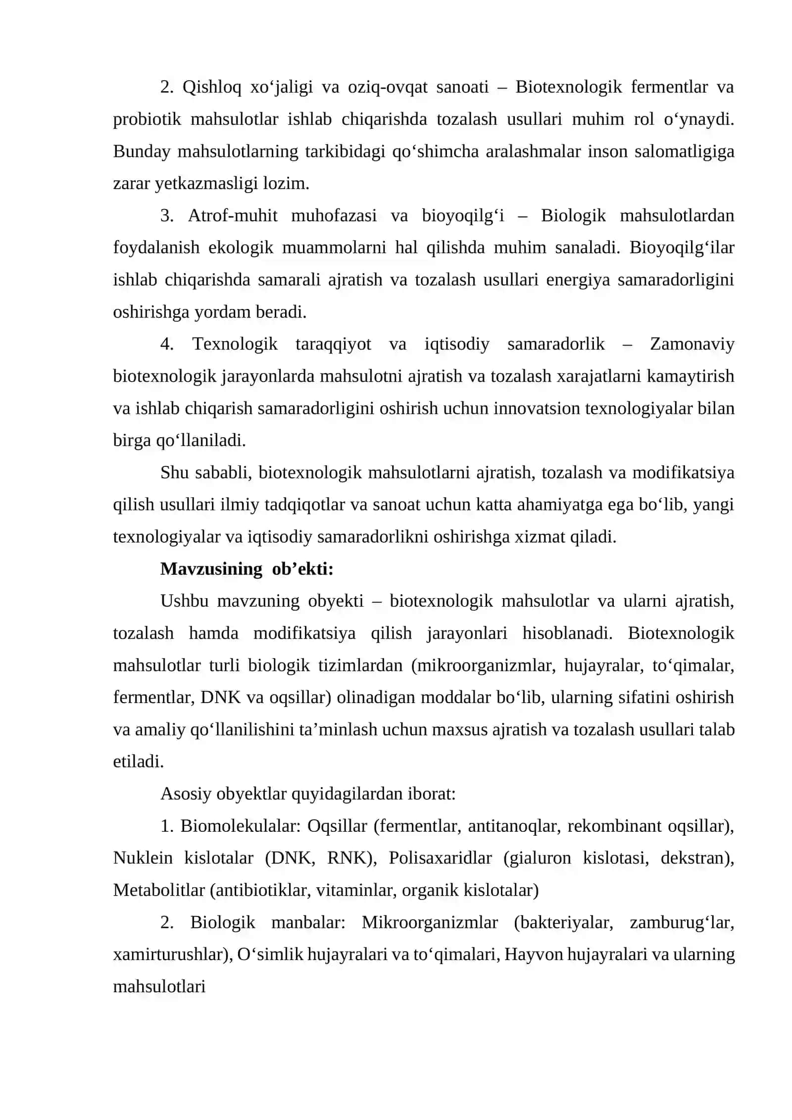 Biotexnologik mahsulotlarni ajratish, tozalash va modifikasiya gilish usullari 4