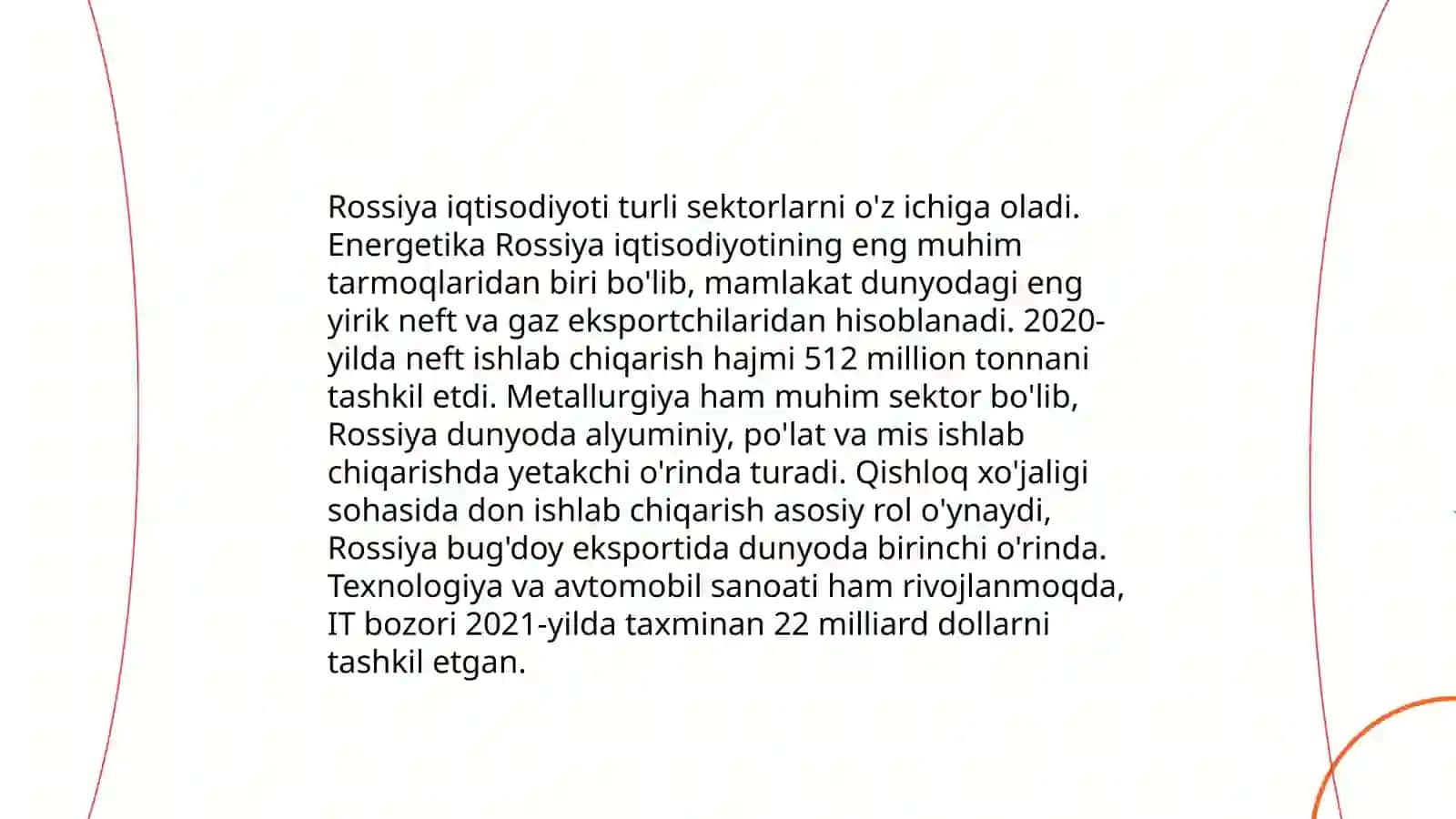 Rossiya iqtisodiyoti va O'zbekiston bilan aloqalari,davlatlar tahlili 4