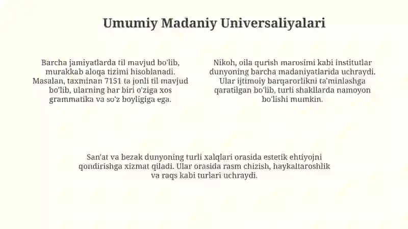 Madaniyat: Ta'rif va Elementlar 4