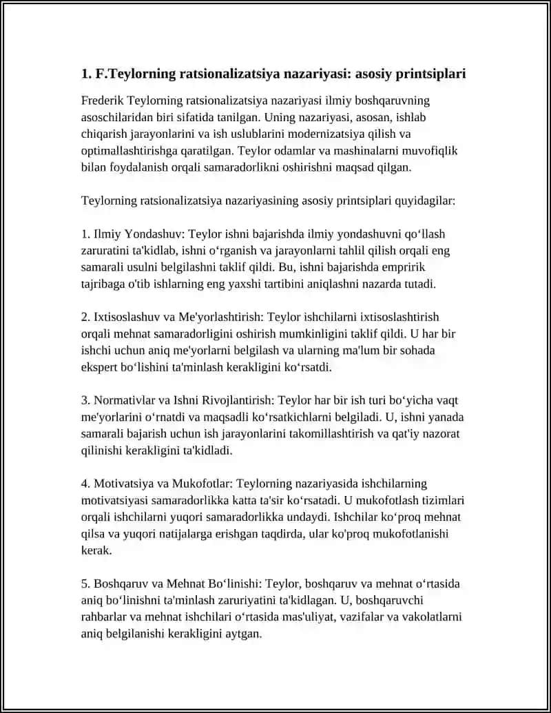 F.TEYLORNING RATSIONALIZATSIYA NAZARIYASI 4