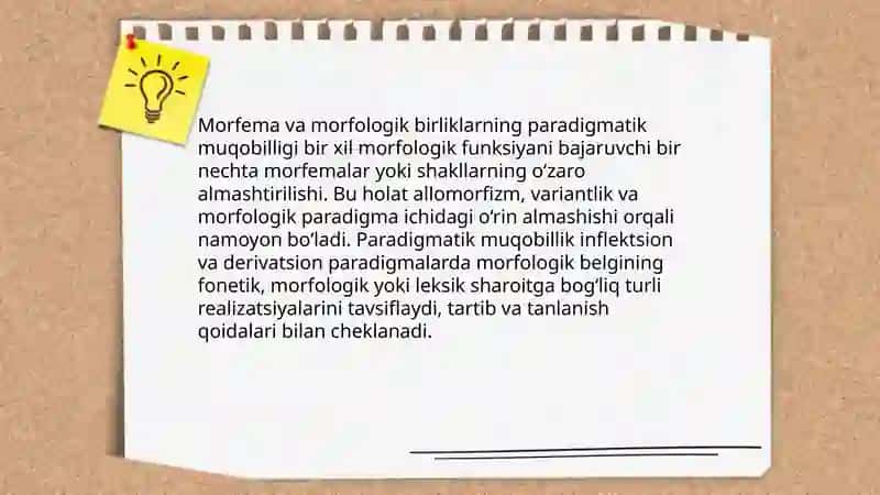 Til sathi birliklari oʻrtasidagi paradigmatik, va izomorflik munosabatlari 4