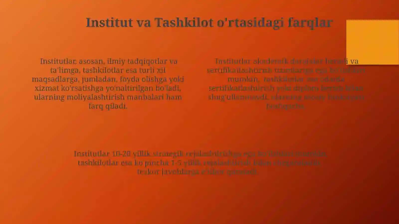 Institut va Tashkilot turlari va ularning chegaralari 4