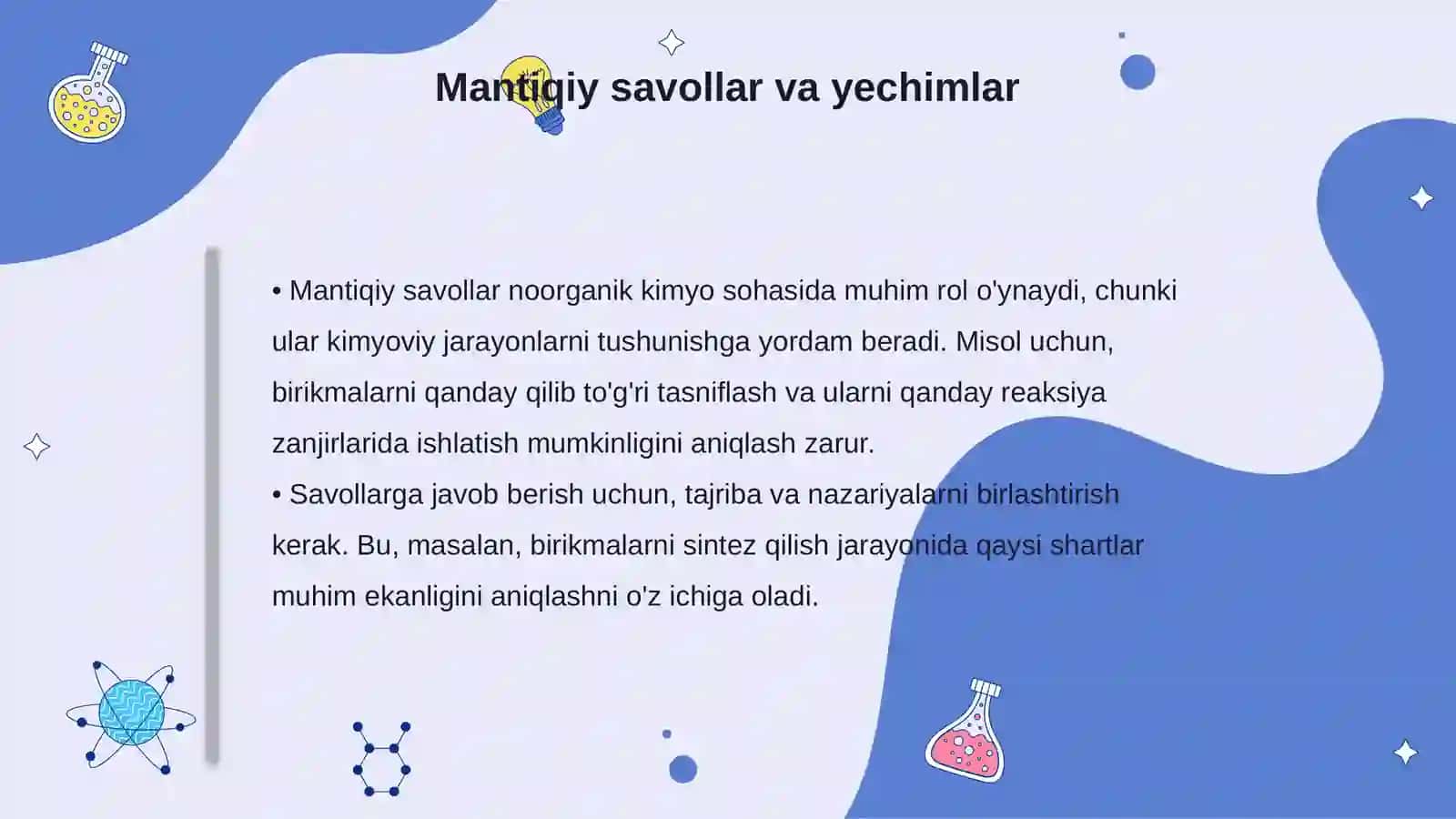 Noorganik kimyoga doir murakkab mantiqiy masalalar va ularni yechish usullari 4