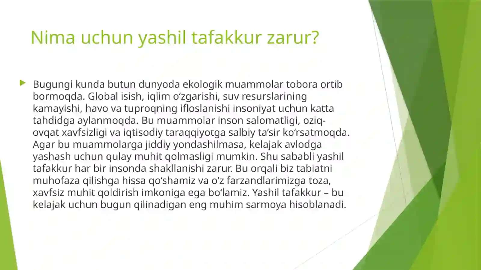 Yashil tafakkur – kelajak avlod uchun masʼuliyat 4
