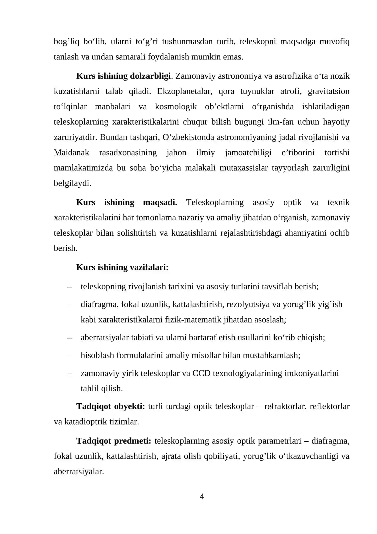 Teleskoplarning asosiy xarakteristikalari 4