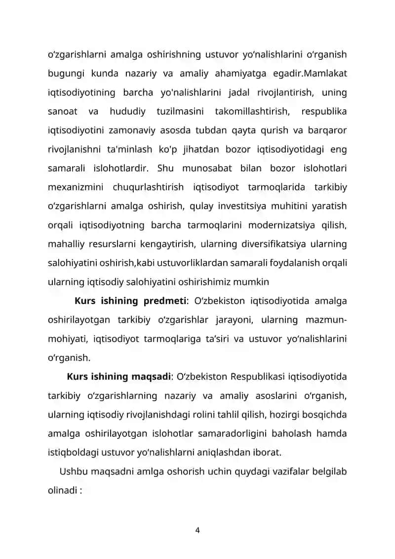 Tarkibiy o‘zgarishlar iqtisodiyotning ustuvor yo’nalishlari 4