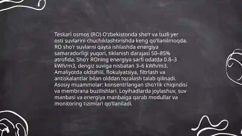 Shoʻr suvni chuchiklashtirish 4
