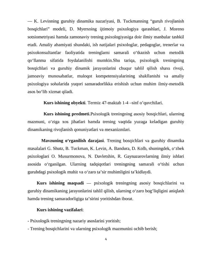 PSIXOLOGIK TRENINGNING ASOSIY BOSQICHLARI VA GURUHIY DINAMIKANING JARAYONLARI 4