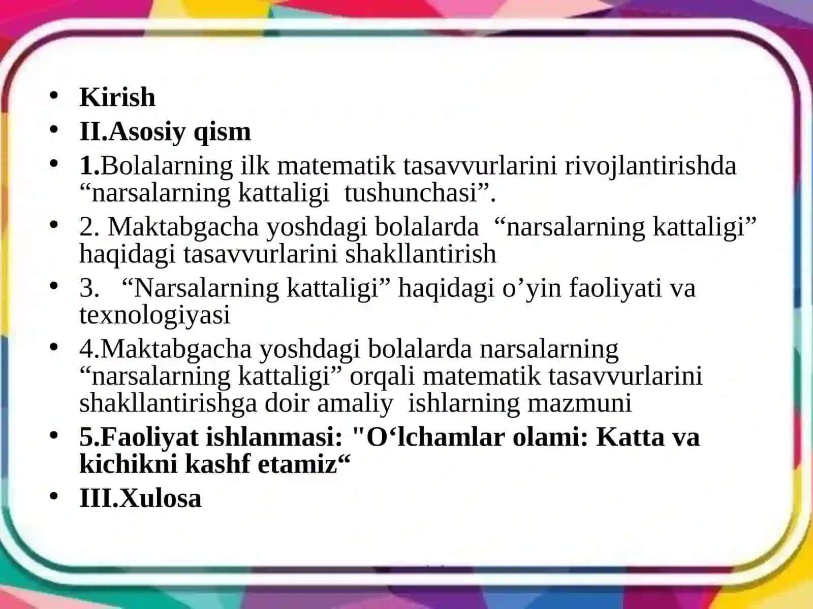 Narsalarni Kattaligi Haqidagi Tasavvurlarini Tarkib Toptirish Usullari 4