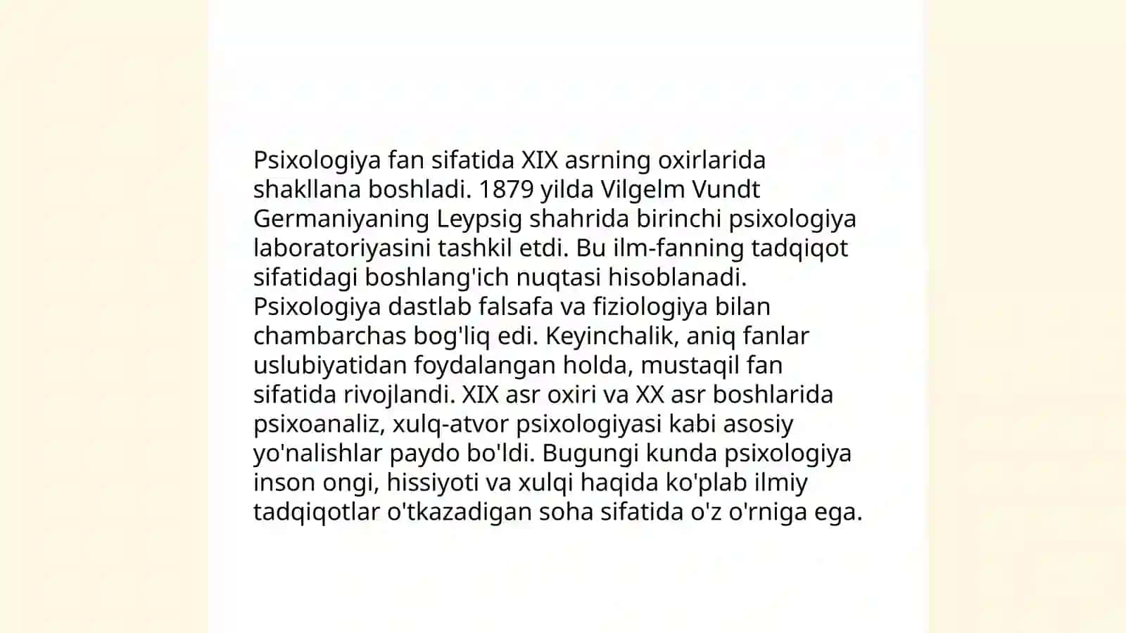 Umumiy psixologiyaning mustaqil fan sifatida vujudga kelishi uning rivojlanish tarixi 4