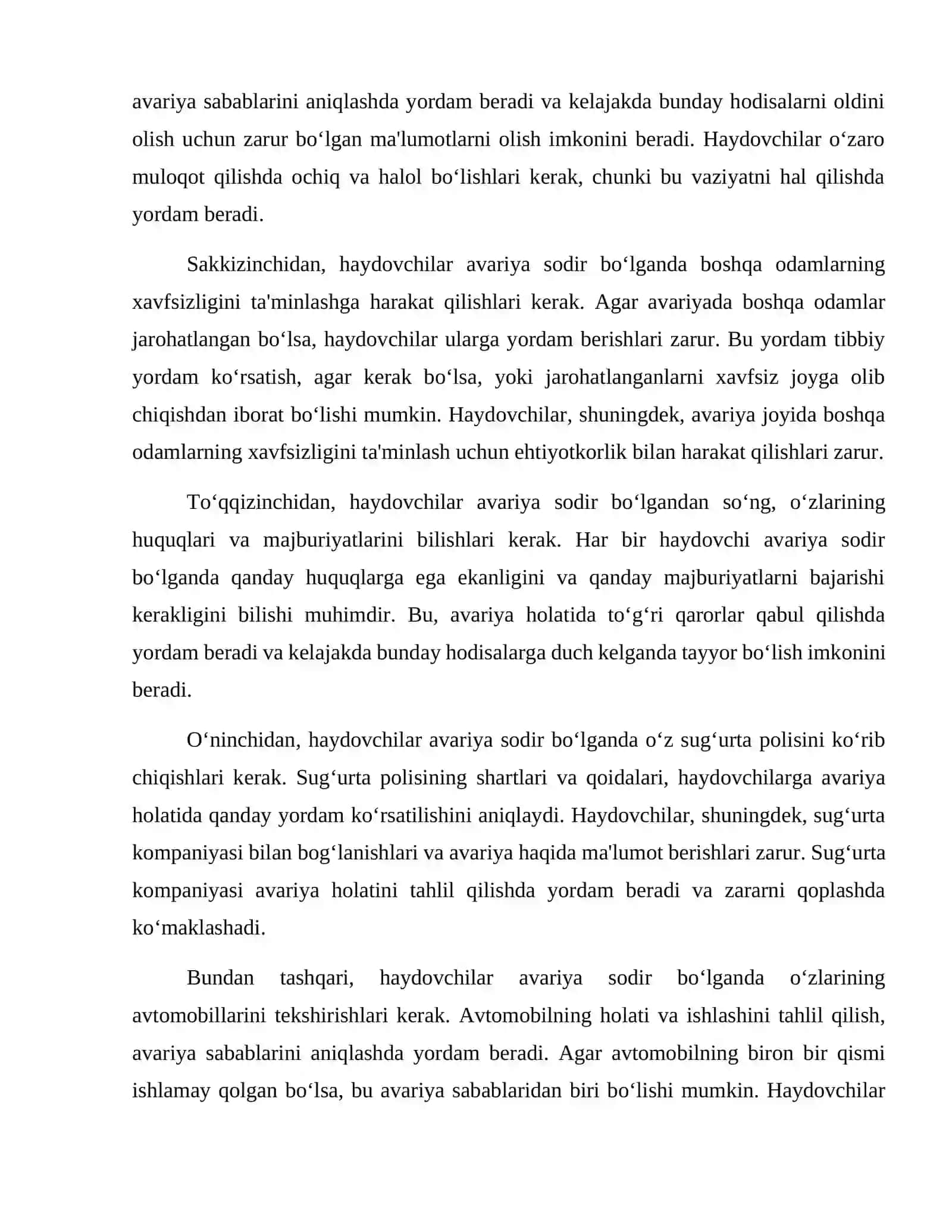 Yo‘l transport hodisasi sodir etgan haydovchilarning vazifalari 4