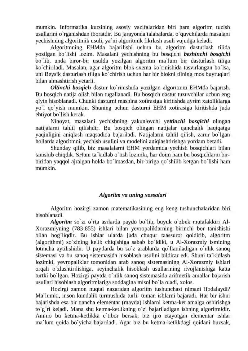 Amaliy masalalarni EHM da yechish bosqichlar 4