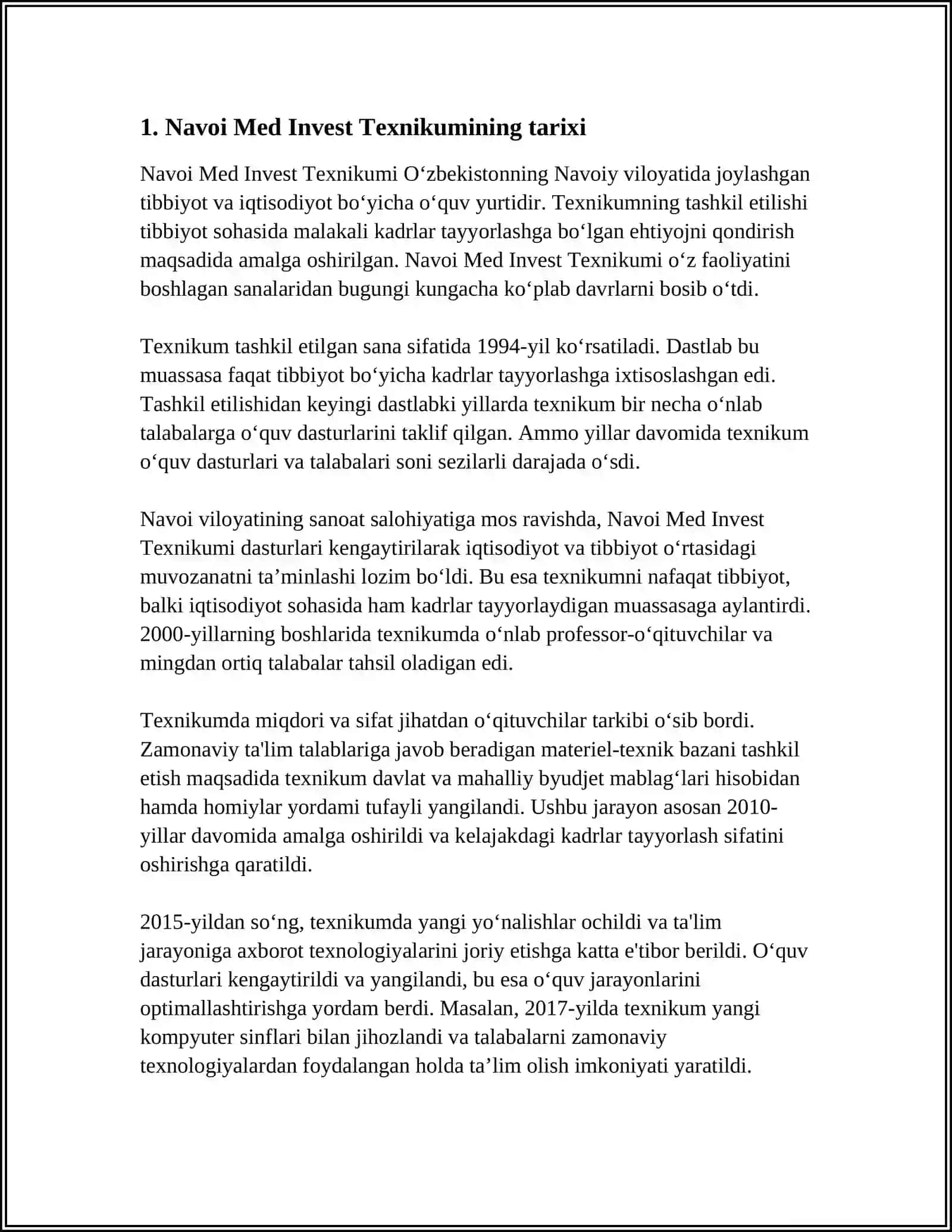 NAVOIY MED INVEST TEXNIKUMI IRODA HAQIDA TUSHUNCHA 4