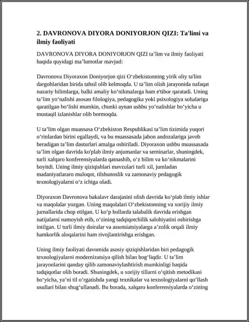 DAVRONOVA DIYORA DONIYORJON QIZI 4