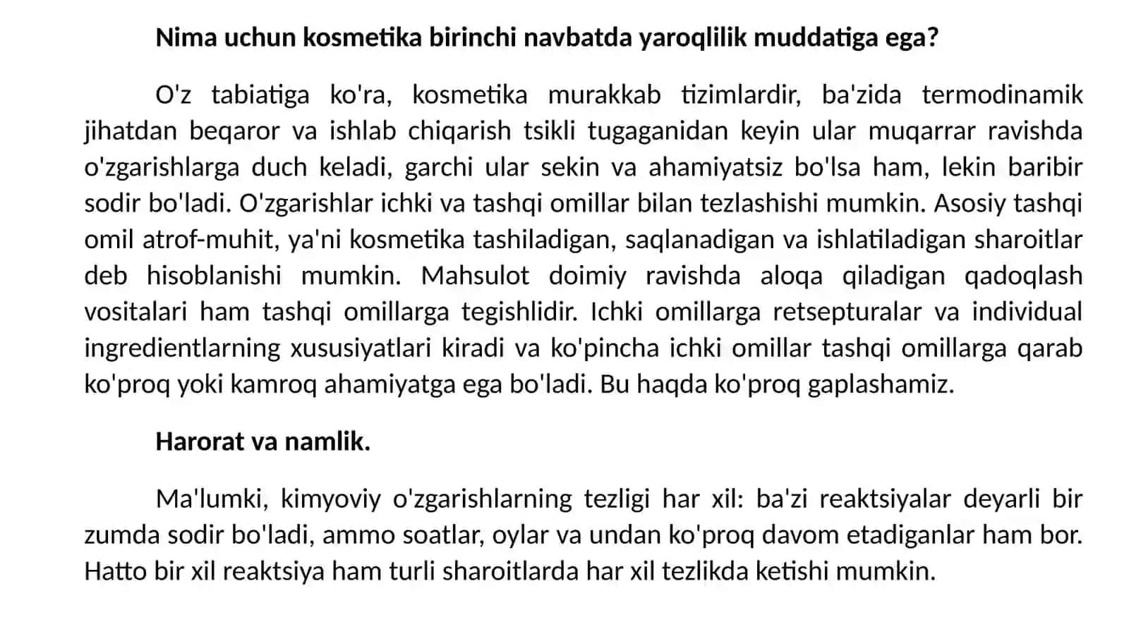 PARFYUMERIYA-KOSMETIKA MAHSULOTLARINI SAQLASHDA SODIR BO’LADIGAN FIZIK-KIMYOVIY O’ZGARISHLAR 4