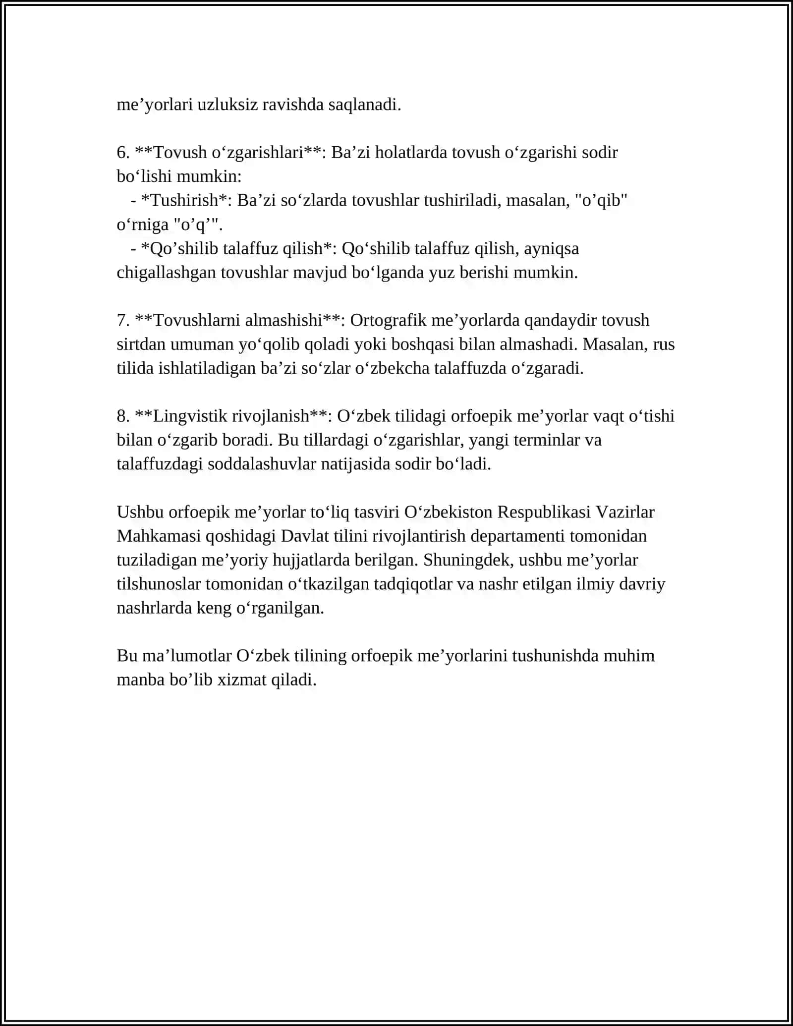 Hozirgi ona adabiy tilning orfoepik meʼyorlari 4