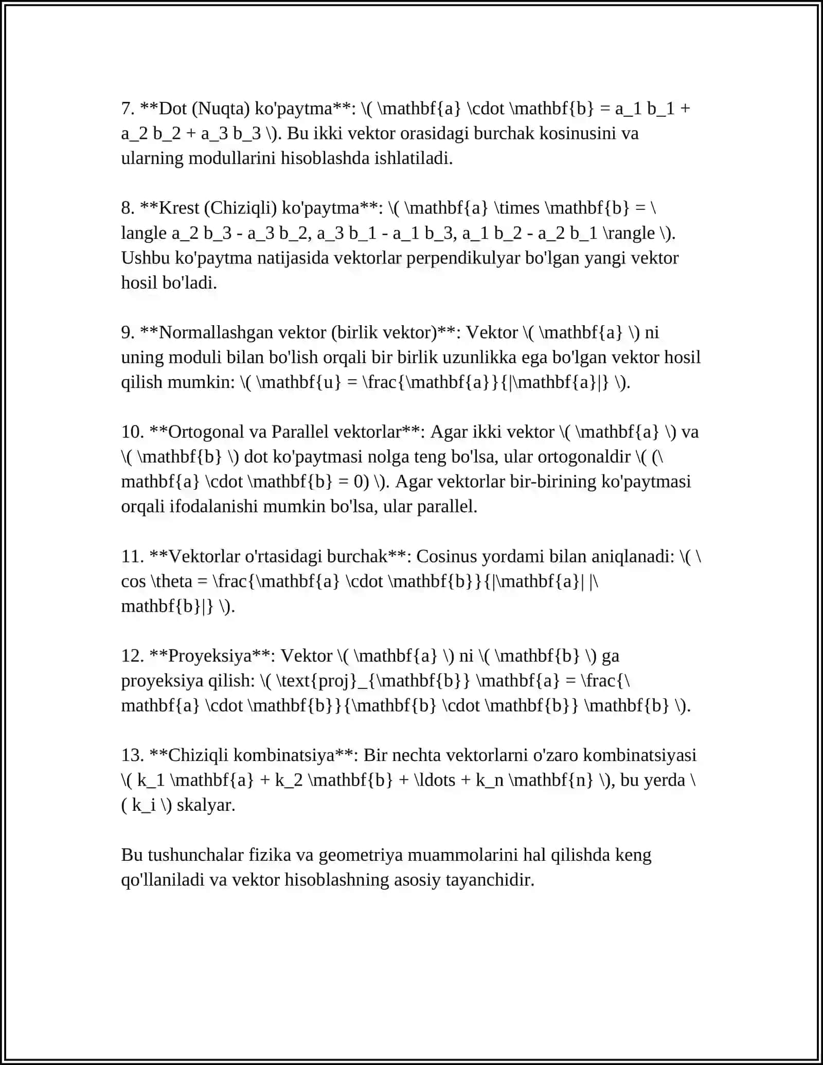 MUSTAQIL ISH Mavzu: BIOLOGIK TIZIMLARNI MODELLASHTIRISHDA VEKTOR HISOB TATBIQLARI 4