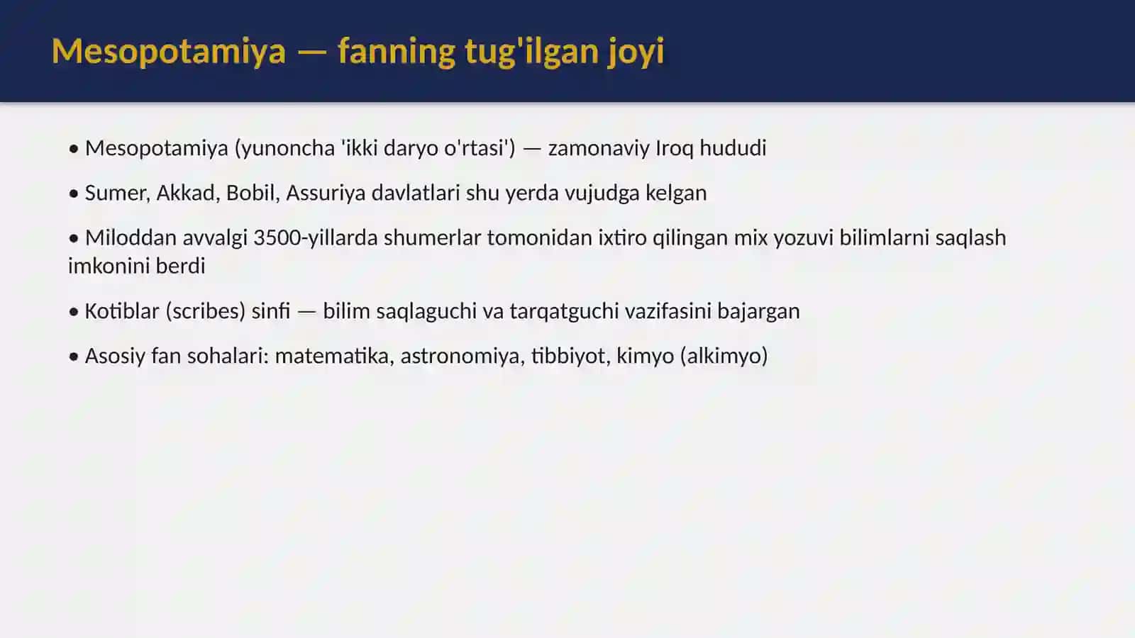 Qadimgi Sharqda ilmiy tafakkurning rivojlanishi 4
