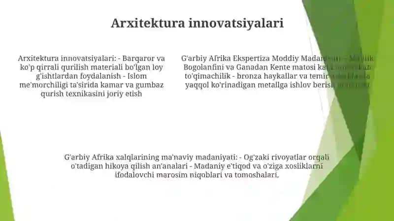 GʻArbiy Afrika Xalqlarining Moddiy Va MaʼNaviy Madaniyati 4