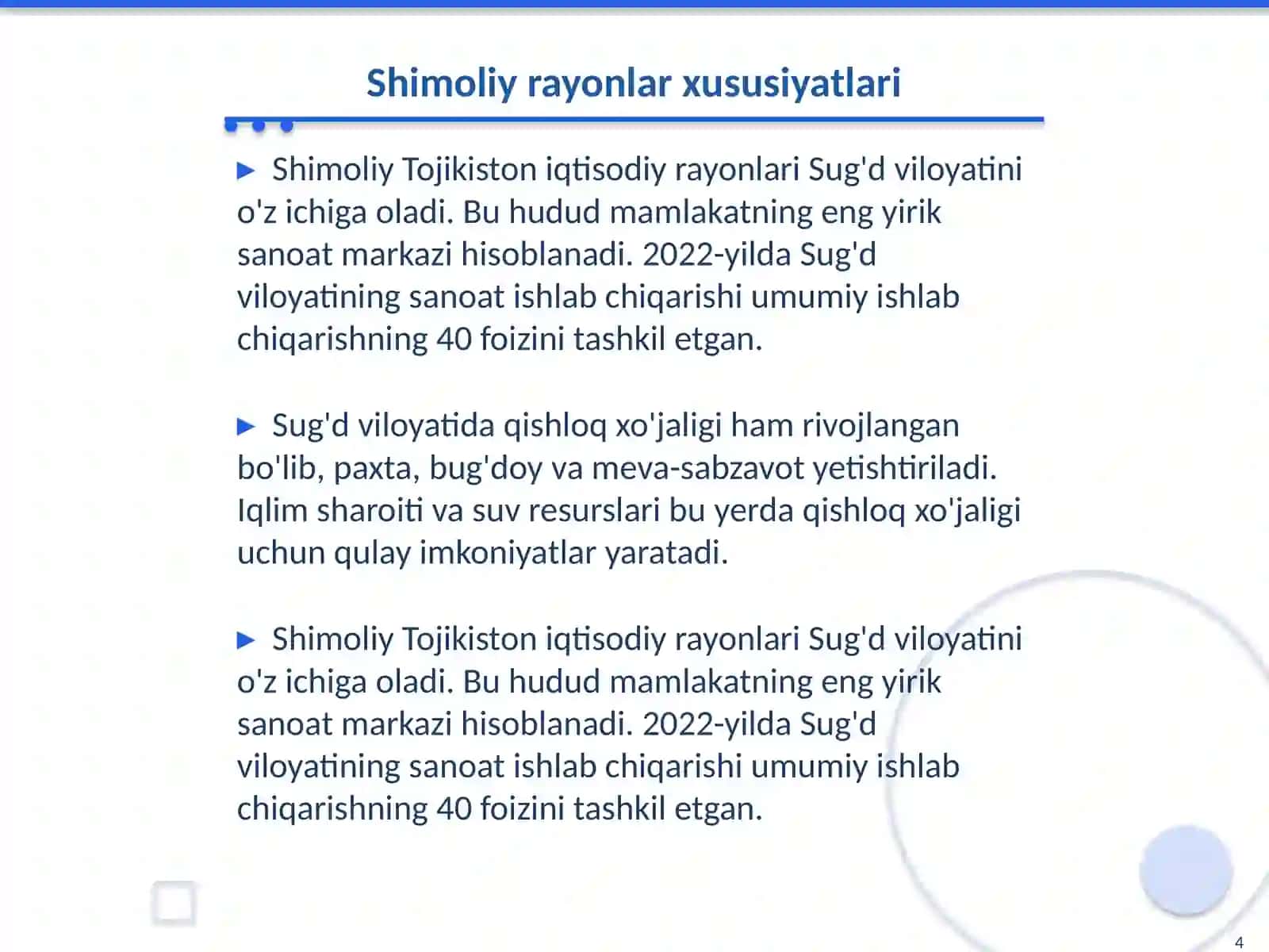 Tojikiston Respublikasi iqtisodiy rayonlari 4