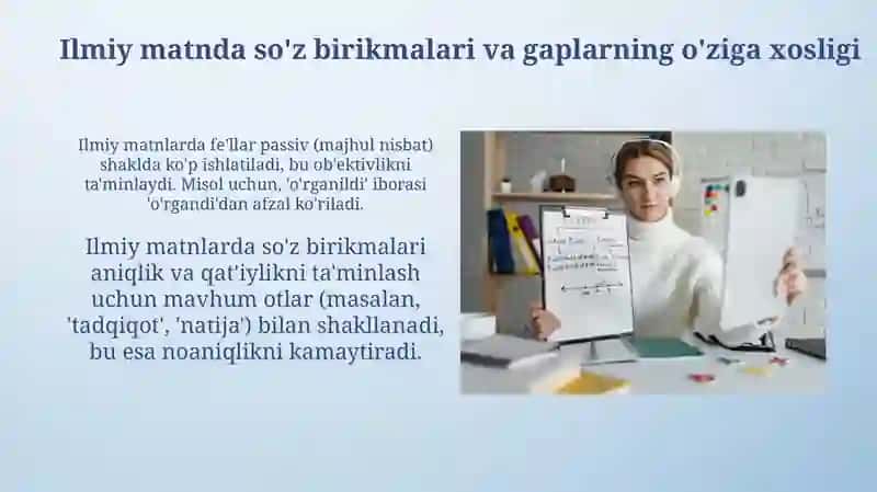 Tilga oid sintaktik birliklar, ilmiy matnyaratishxususiyatlari 4