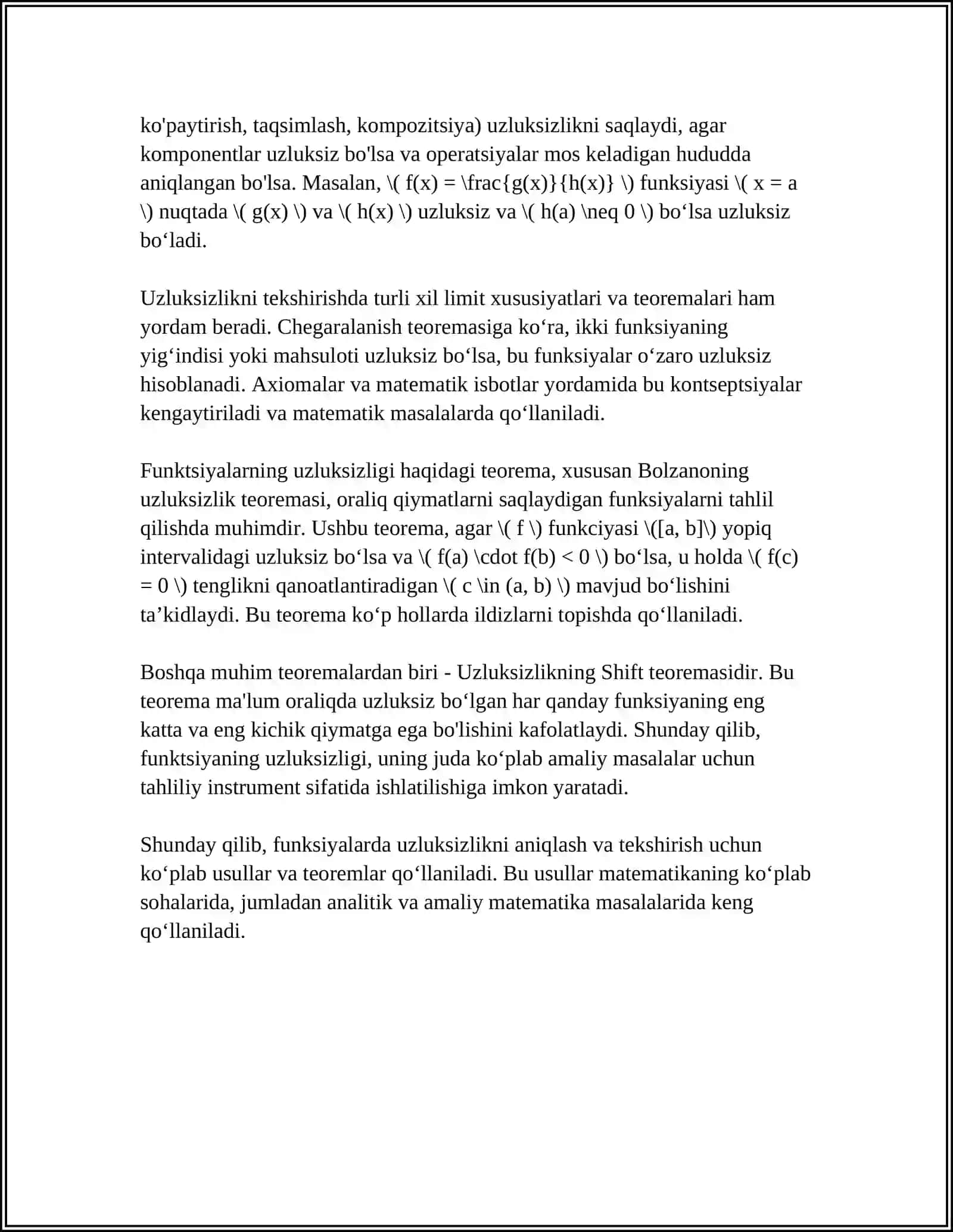FUNKSIYANING UZLUKSIZLIK MODULI 4