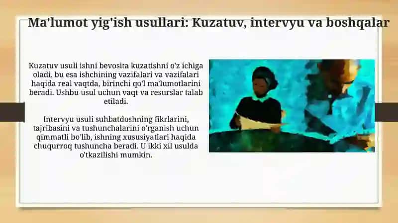 Ish o’rinlarini tahlil qilish va loyihalash yondashuvlari 4