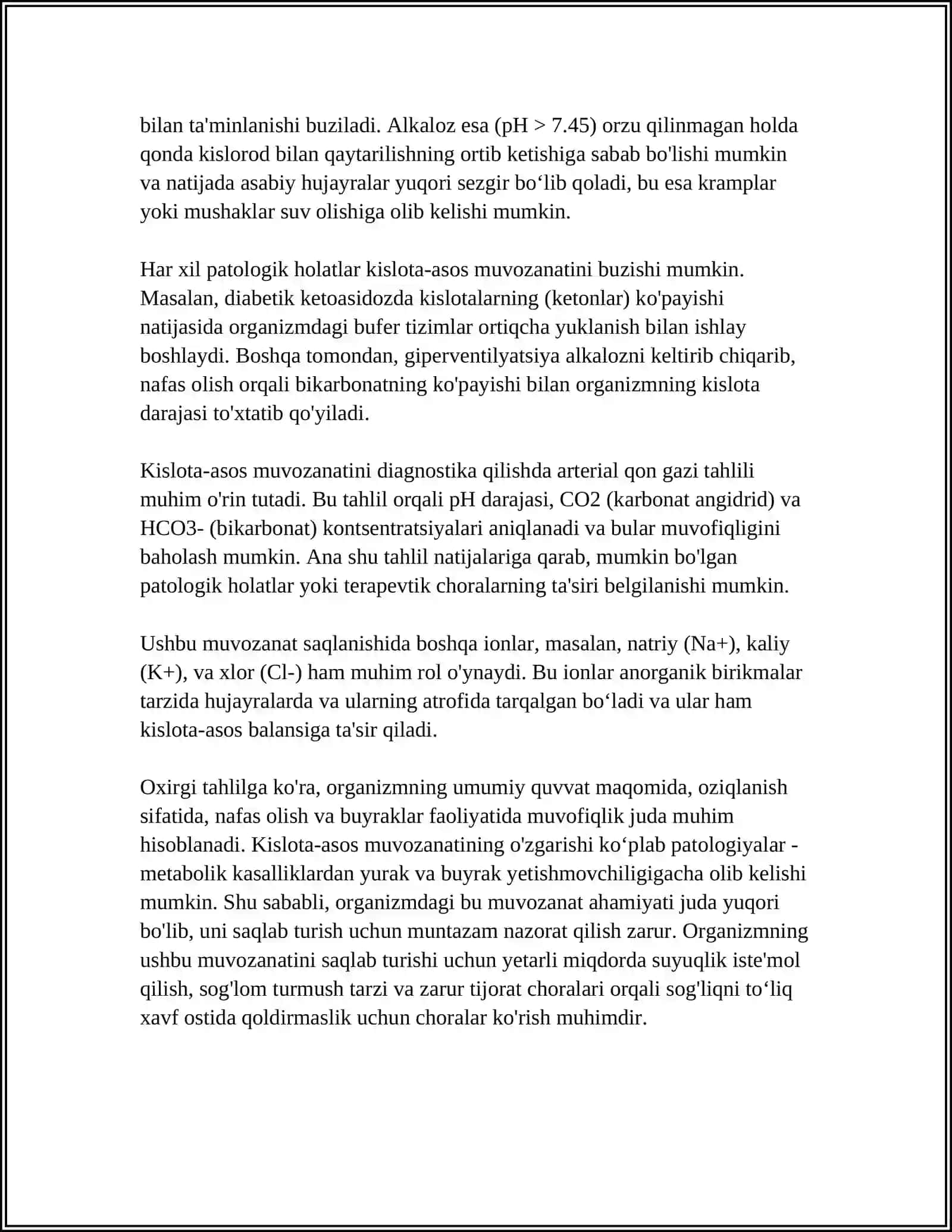 Kislota-asos muvozanati.Bufеr sistemalar 4