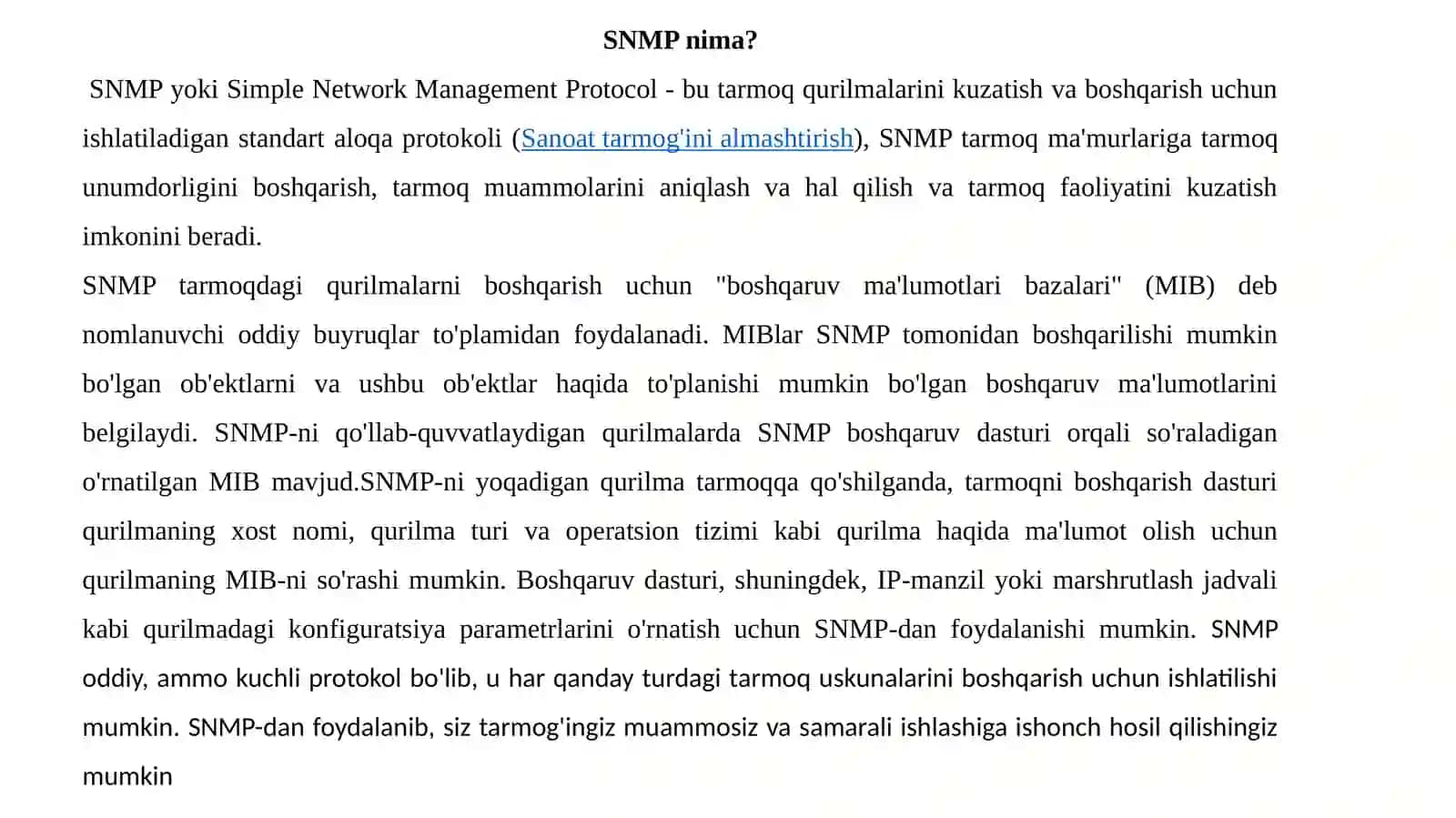 SNMP - Oddiy Tarmoq Boshqaruvi Protokol 4