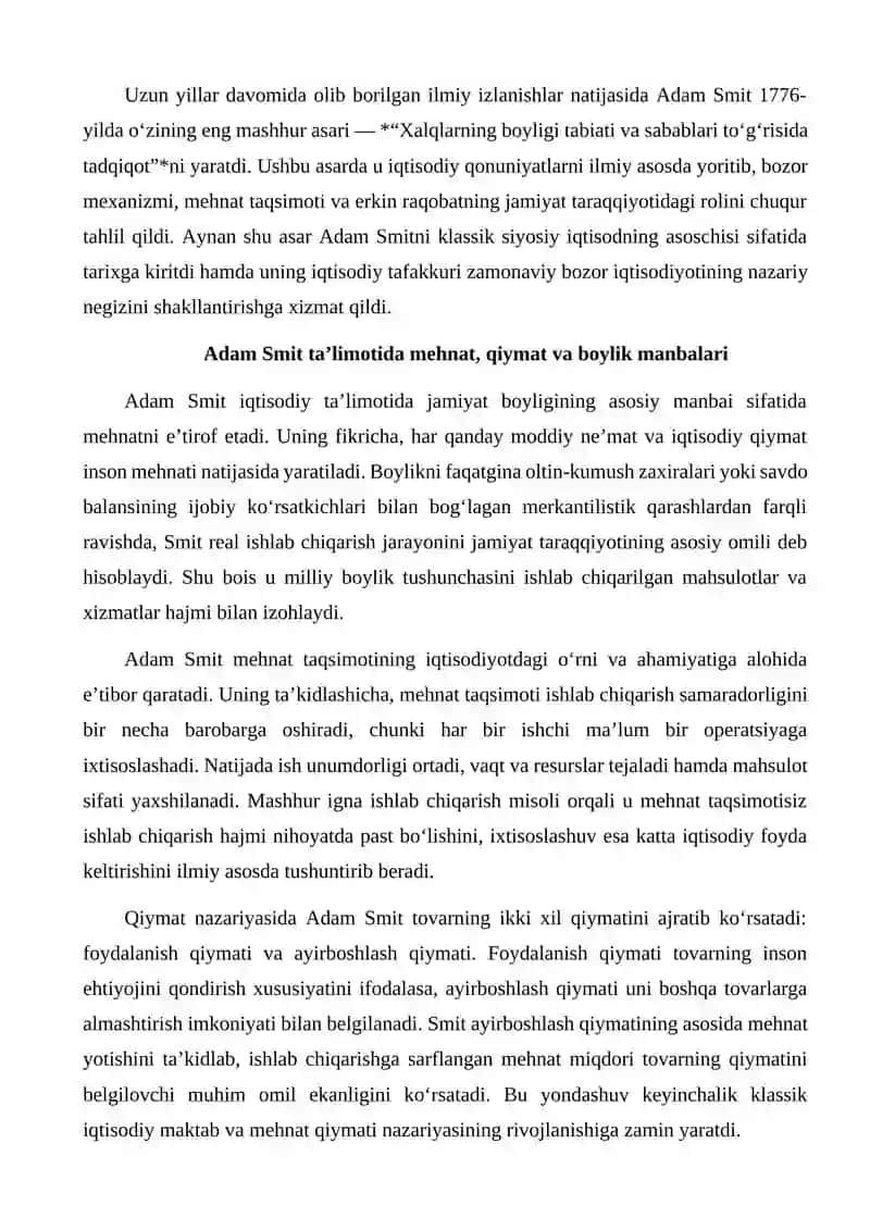 Adam Smitning iqtisodiy qarashlari va erkin bozor nazariyasi 4