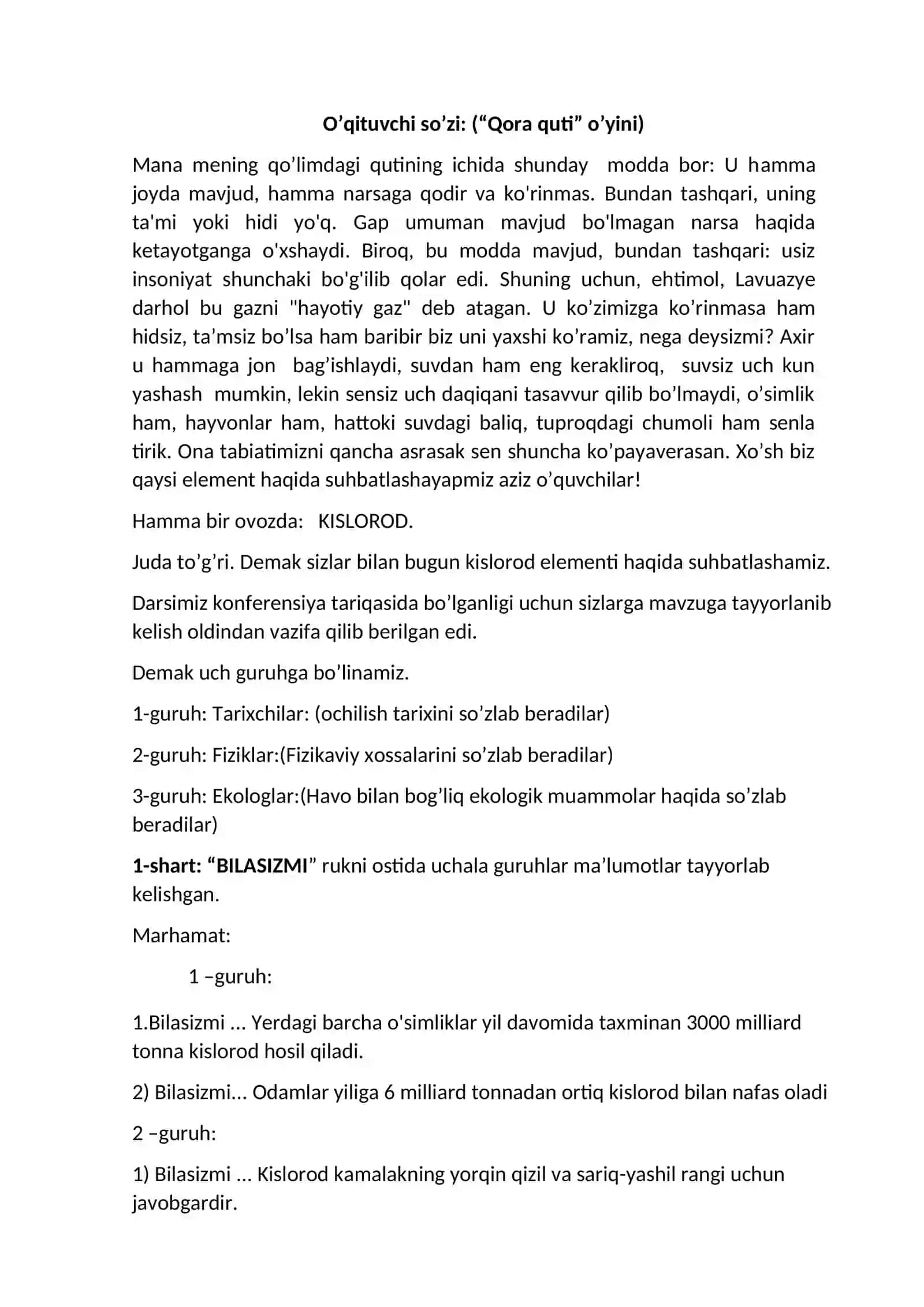 7-sinf Kimyo fanidan Kislotalar mavzusida bir soatlik ochiq dars ishlanmasi 4