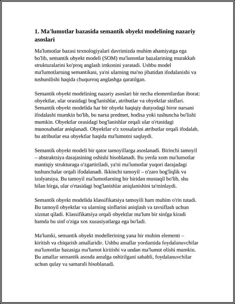 MALUMOTLAR BAZASI.SEMARIK OBYEKT MODEL SEMATIK OBYEKTLAR 4