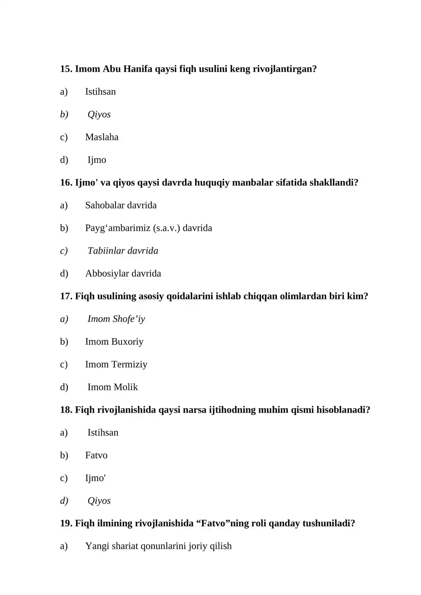 Fiqh ilmining rivojlanish bosqichlari 4