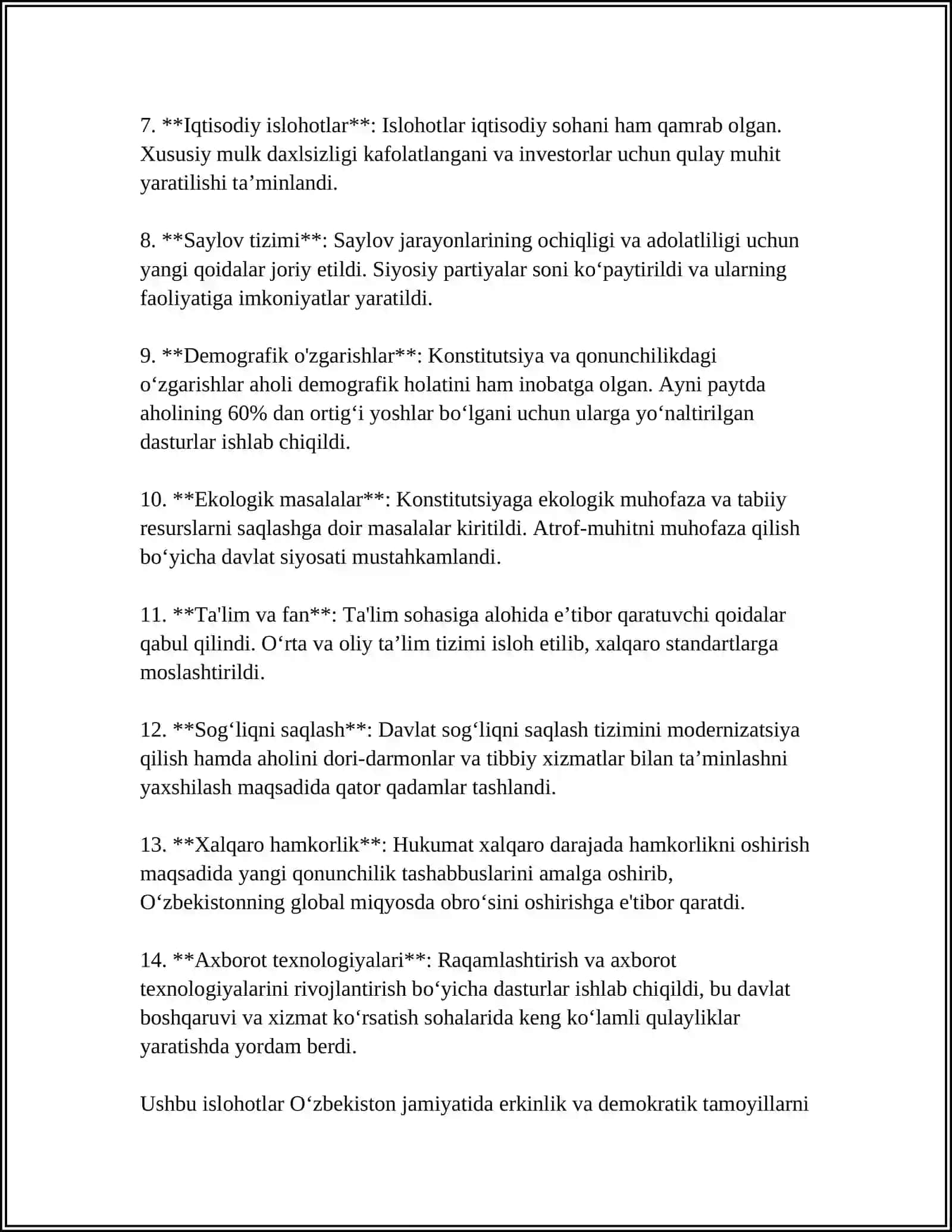 Yangi O’zbekiston Konstitutsiyasi islohotlari 4