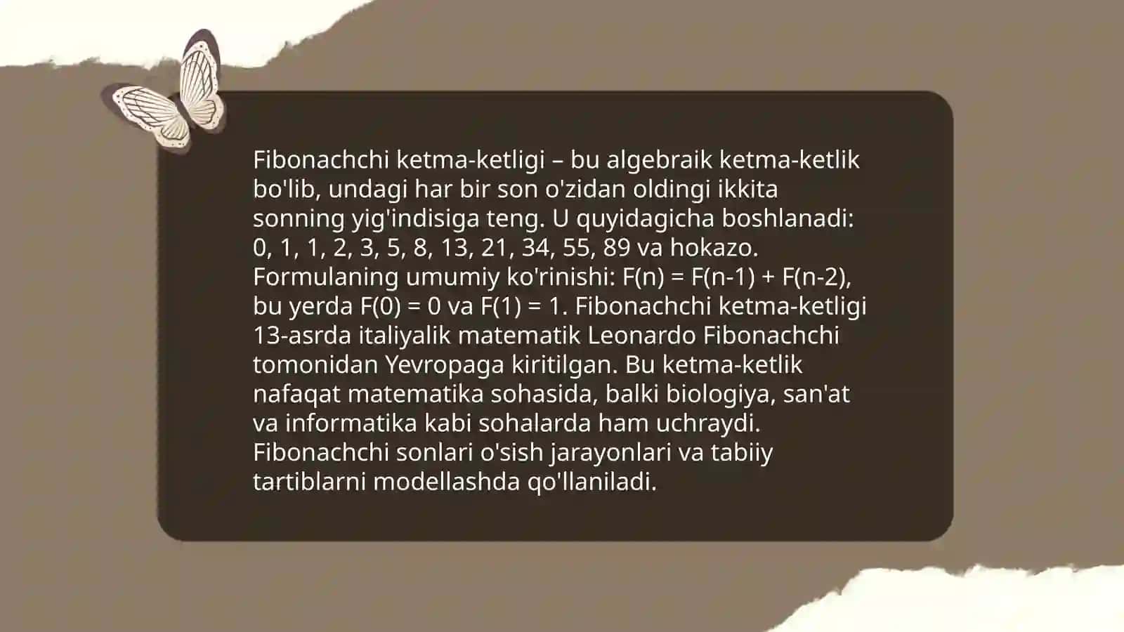 Fibonachchi sonlari 4