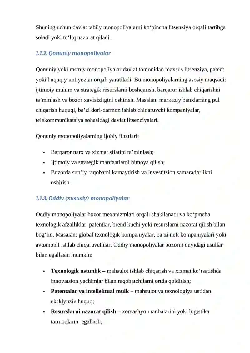 IQTISODIYOT TARAQQIYOTNI QO‘LLAB-QUVVATLASH: MONOPOLIYALAR VA ANTI-MONOPOL SIYOSAT 4