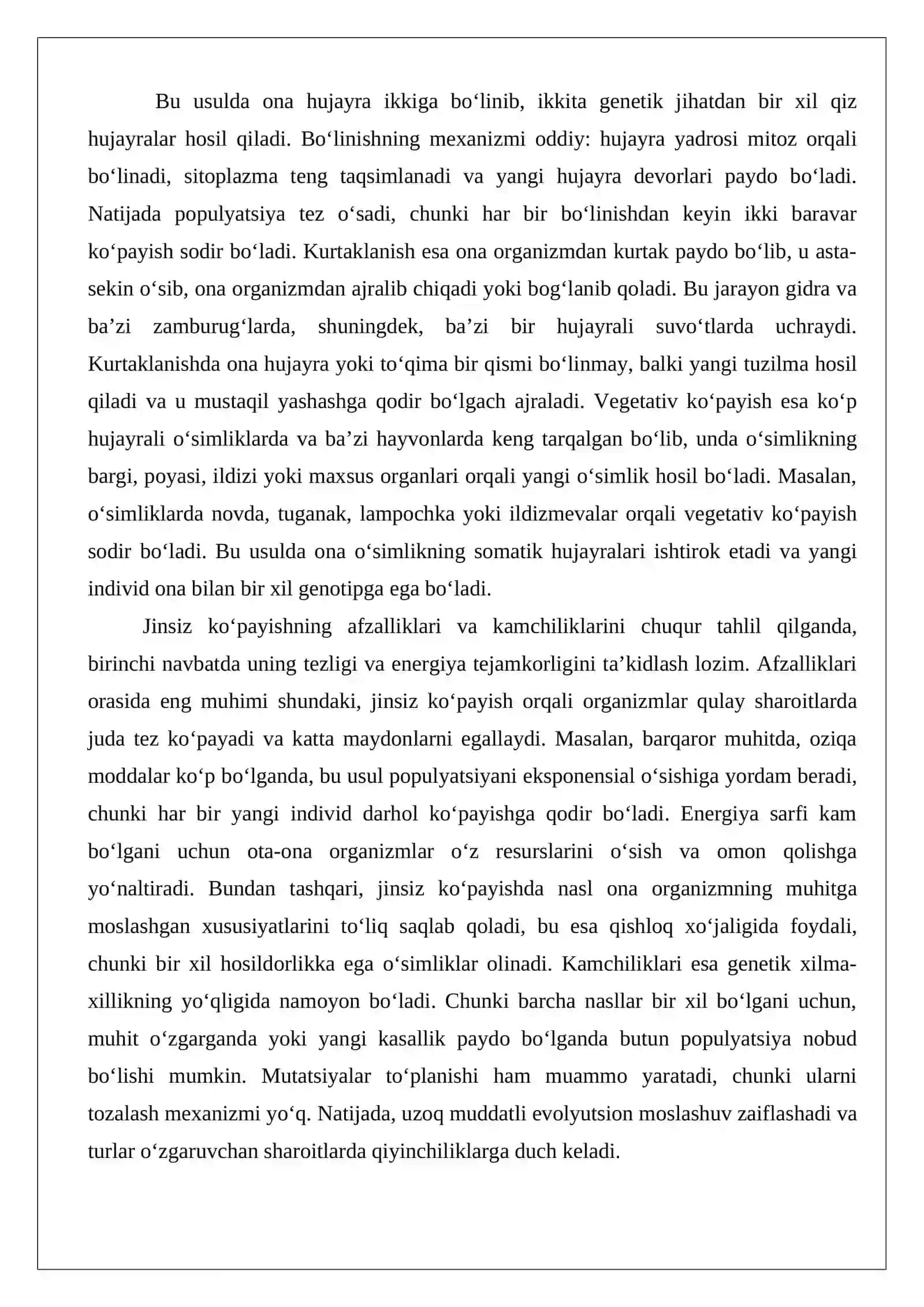 O‘simlik va hayvon organizmlarining jinsiz va jinsiy ko‘payishlarining almashib turish sabablari 4