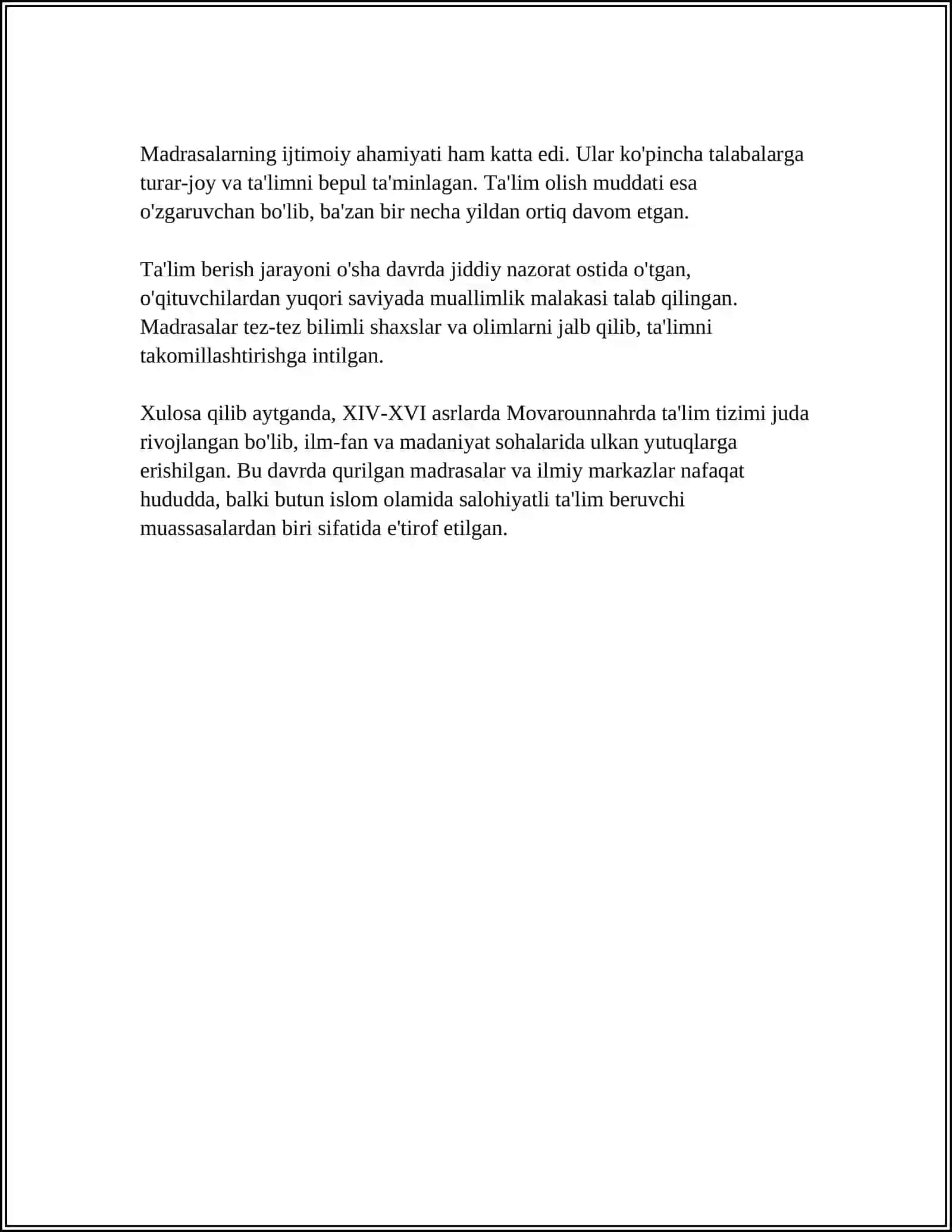 XIV-XVI ASRLARDA MOVAROUNNAHRDA TALIM TARBIYA VA PEDAGOGIK FIKRLAR 4