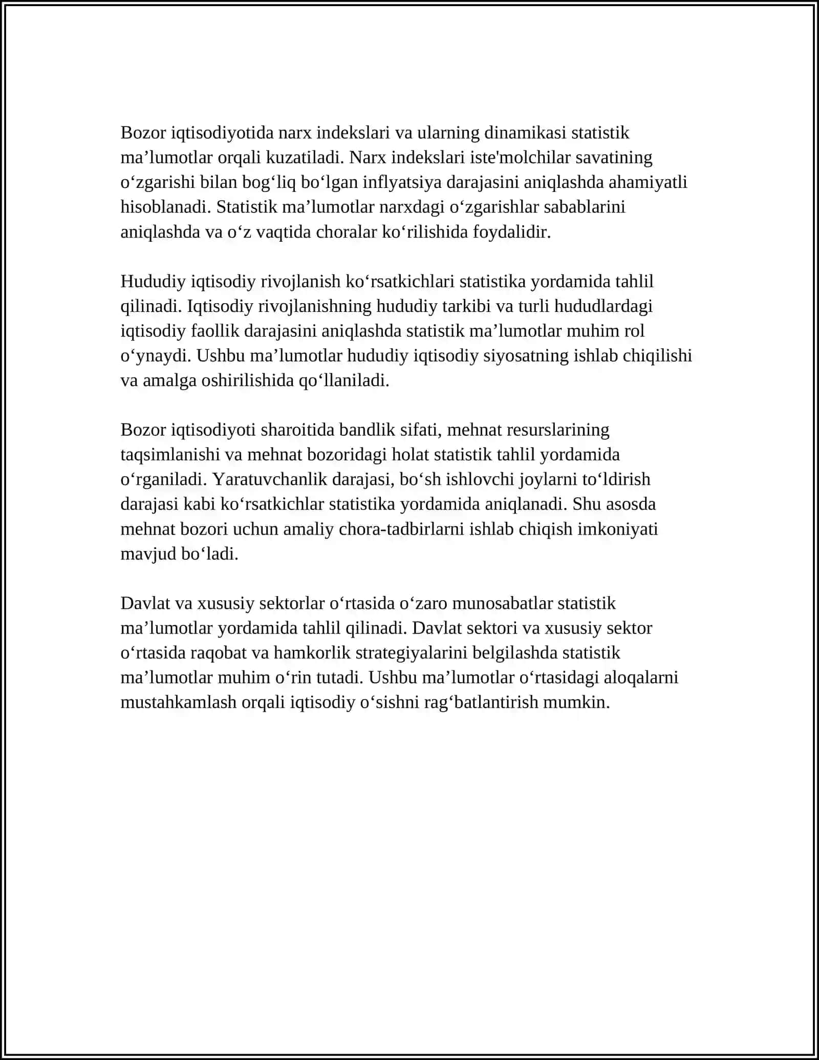 BOZOR IQTISODIYOT SHAROITIDA STATISTIKANING ROʻLI 4
