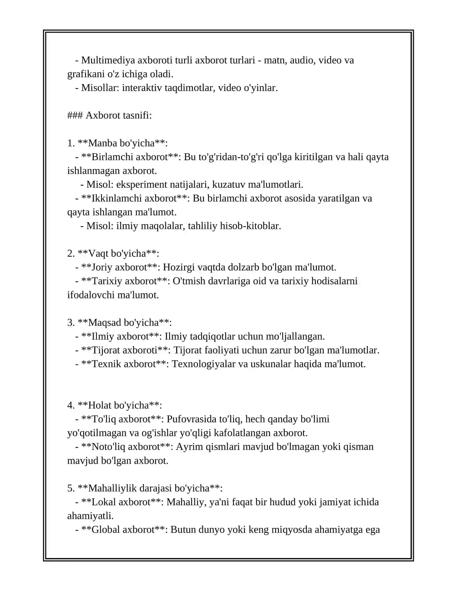 AXBOROT TURLARI VA ISHONCHLILIGI 4
