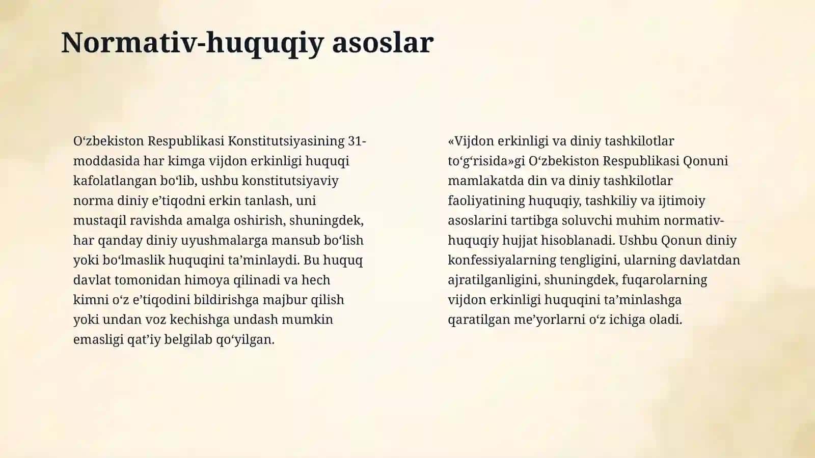 Ozbekiston davlatning din va diniy tashkilotlar bilan munosabat 4