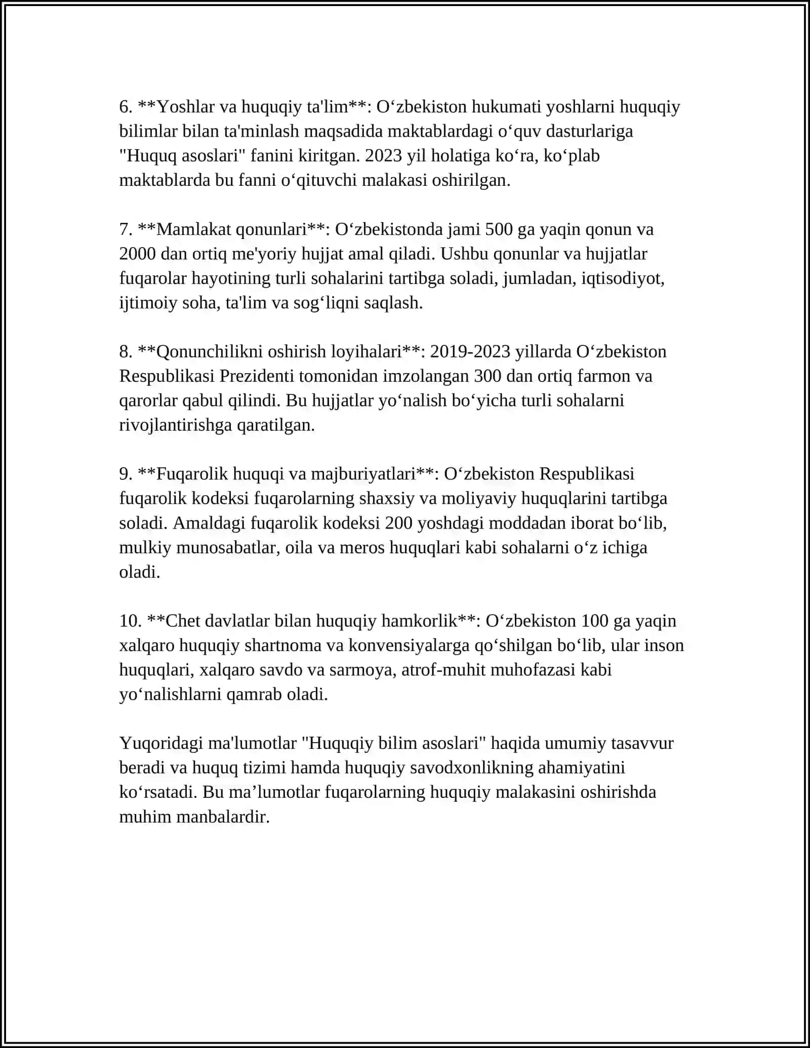 MUSTAQIL ISH Mavzu: MAKTABGACHA YOSHDAGI BOLALARGA HUQUQIY TARBIYA BERISH 4