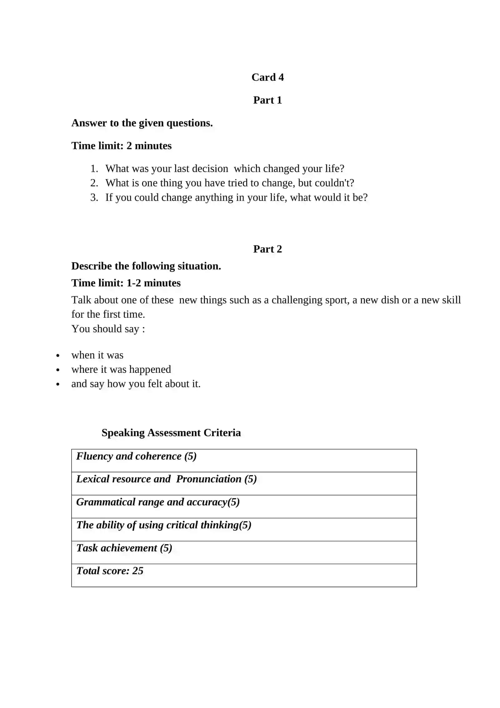Language Learning Speaking Assessment 4