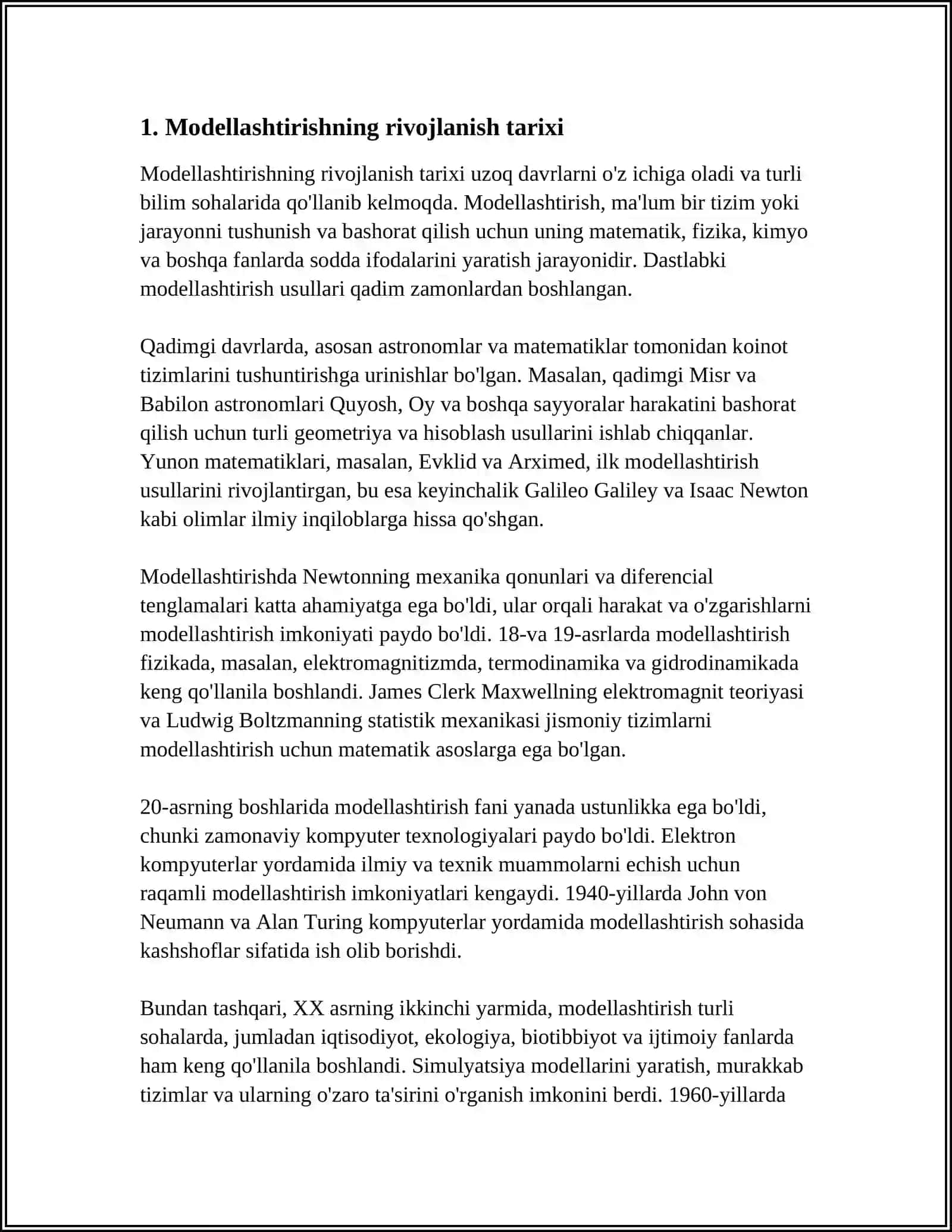 MODELLASHTIRISHNI QO'LLASHNING TARIXI HAQIDA NIMA BILASIZ VA IQTISODIY MATEMATIK USULLAR 4